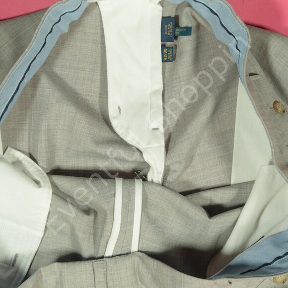 Polo Golf Ralph Lauren Stretch Wool Flat Front Plaid Dress Pants in Gray Size 42 - Picture 6 of 7